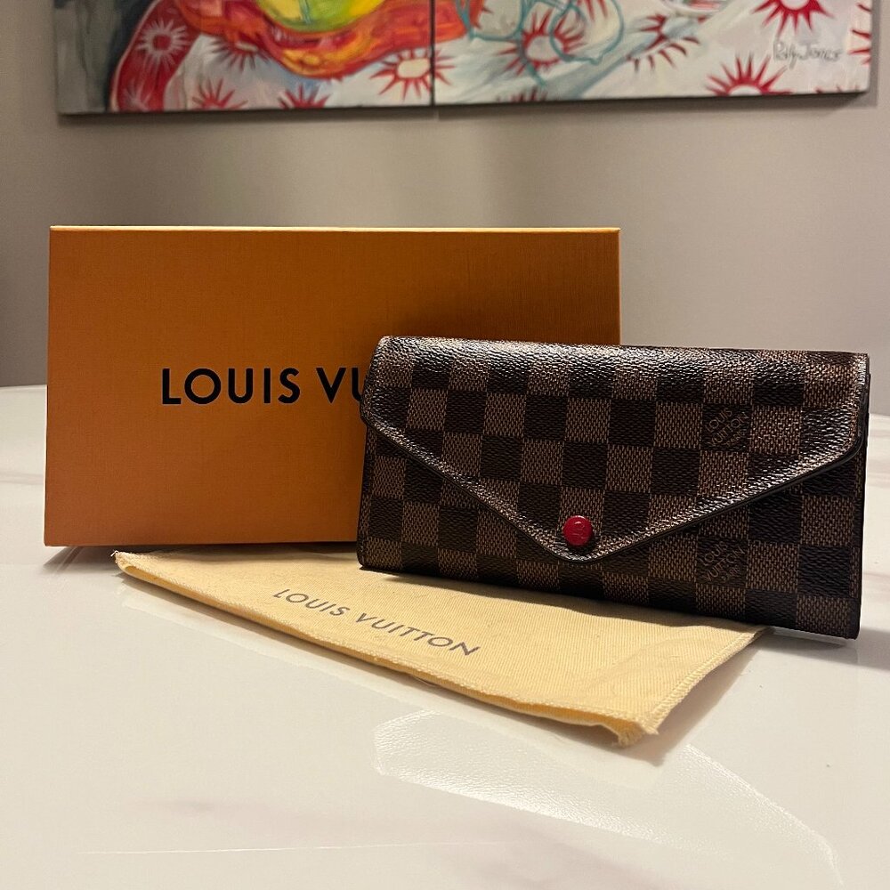 Louis Vuitton Josephine Wallet Damier Ebene Red Wallet + Box/Dust Bag + COA - Picture 2 of 14
